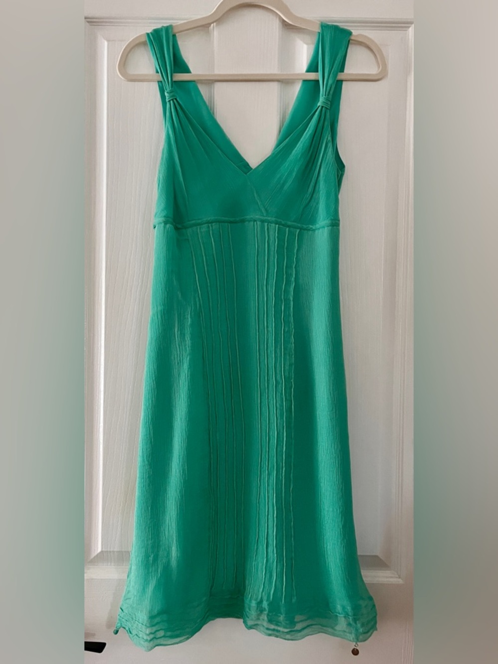 Ted Baker London 100% Silk Green Pintuck Dress
